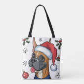 Kerstvakantie Santa Dog Boxer Canvas tas (Achterkant)