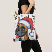 Kerstvakantie Santa Dog Boxer Canvas tas (Dichtbij)