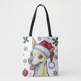 Kerstvakantie Santa Dog Chihuahua Canvas tas
