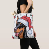 Kerstvakantie Santa Dog Doberman Canvas tas (Dichtbij)