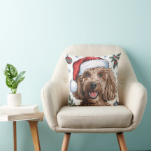 Kerstvakantie Santa Dog Poedel Sierkussen