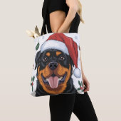 Kerstvakantie Santa Dog Rottweiler Canvas tas (Dichtbij)