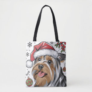 Kerstvakantie Santa Dog Terrier Canvas tas