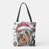 Kerstvakantie Santa Dog Terrier Canvas tas (Achterkant)