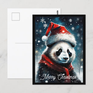 Kerstvakantie Santa Panda Briefkaart