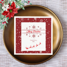 Kerstvakantie Santa Sleigh | sneeuwvlokken Servet