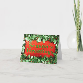 Kerstvakantie Seizoensgroeten Glitter Hulst Feestdagen Kaart