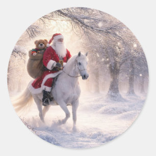 Kerstvakantie Sinterklaas en Paard Ronde Sticker