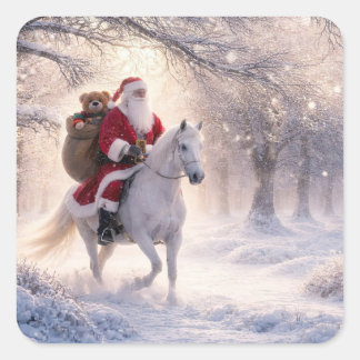 Kerstvakantie Sinterklaas en Paard Vierkante Sticker