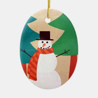 Kerstvakantie Sneeuwman & Bomen Keramisch Ornament