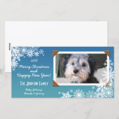 Kerstvakantie Sneeuwvlok Foto Feestdagenkaart (Voorkant / Achterkant)