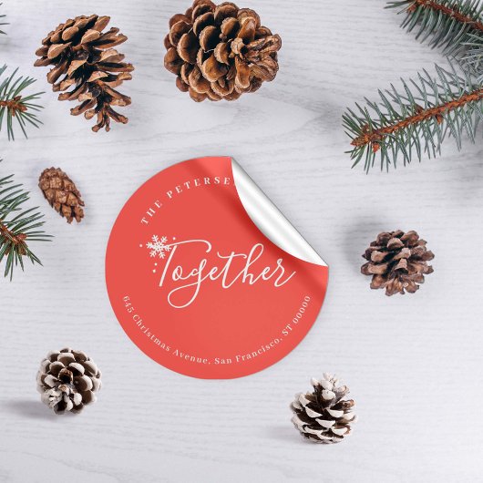 Kerstvakantie: sneeuwvlok ronde sticker