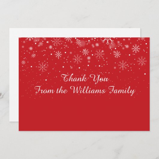 Kerstvakantie Sneeuwvlokken Script Bedankkaart (Voorkant / Achterkant)