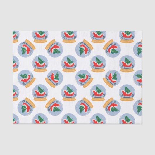 Kerstvakantie Snowglobe Tissuepapier (Voorkant)