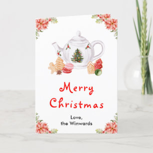Kerstvakantie Thee Rood Prettig Kerstfeest Feestdagen Kaart
