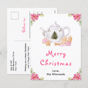 Kerstvakantie Thee Roze Prettig Kerstfeest Feestdagenkaart