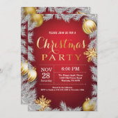 Kerstvakantie Uitnodiging Rood en Goud (Voorkant / Achterkant)