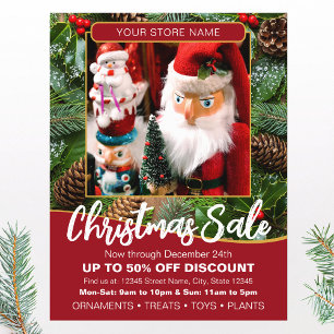 Kerstvakantie Uitverkoop Foto Dieprood Zakelijk Flyer