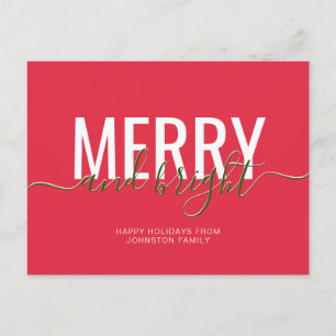 Kerstvakantie vrolijk en helder rood briefkaart