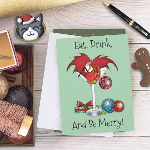 Kerstvakantie vrolijk rode draken cocktail cheer feestdagenkaart