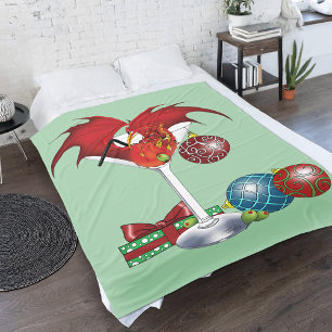Kerstvakantie vrolijk rode draken cocktail cheer fleece deken