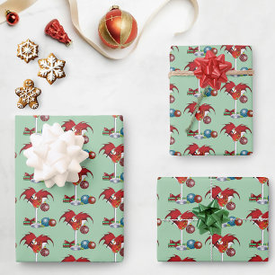 Kerstvakantie vrolijk rode draken cocktail cheer inpakpapier vel