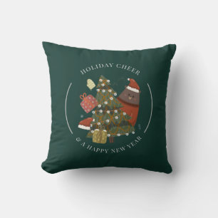 Kerstvakantie vrolijkheid modern whimsisch kussen