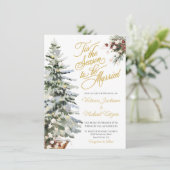 Kerstvakantie Waterverf Winterbruiloft Kaart (Staand voorkant)