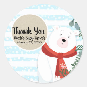 Kerstvakantie Winter IJsbeer Baby Shower Ronde Sticker