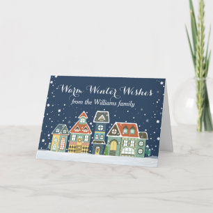 Kerstvakantie Winter Snow Village Homes Feestdagen Kaart