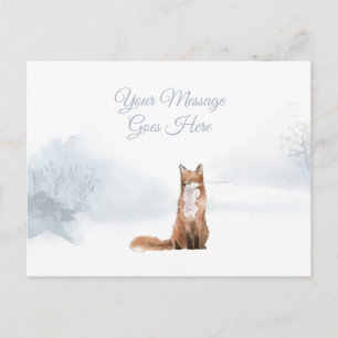 Kerstvakantie Winter Vos Elegant Schrift Briefkaart