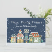 Kerstvakantie Winterdorp Feestdagenkaart (Staand voorkant)