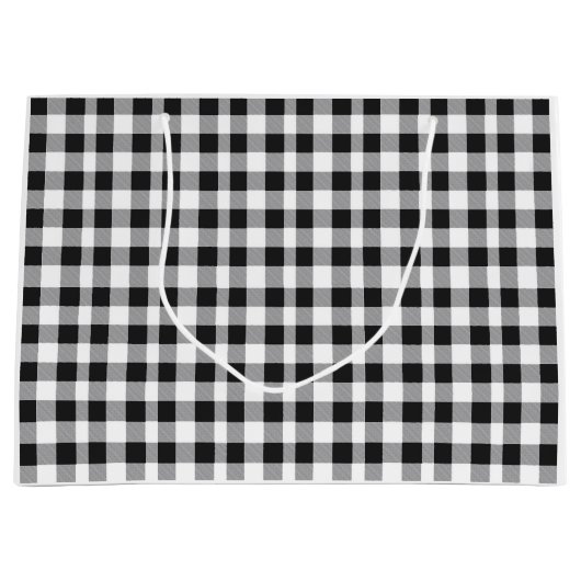 Kerstvakantie Zwart Wit Plaid Gingham Rustiek Groot Cadeauzakje (Voorkant)