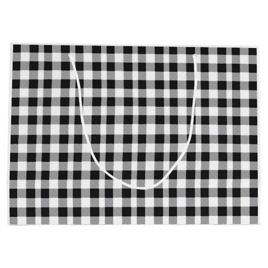 Kerstvakantie Zwart Wit Plaid Gingham Rustiek Groot Cadeauzakje (Achterkant)