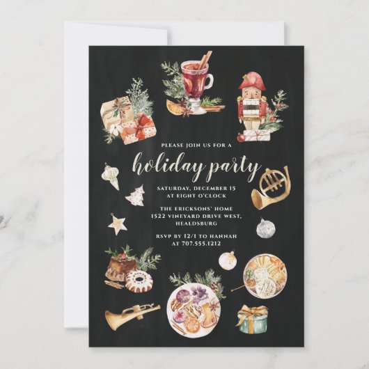 Kerstvakantiefeest Eetkamer Notenkraker Diner Kaart (Voorkant)