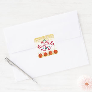 Kerstvakantiefeest Glitter Vierkante Sticker