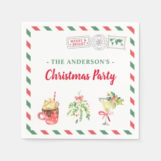 Kerstvakantiefeestdiner aangepaste cocktail servet (Voorkant)