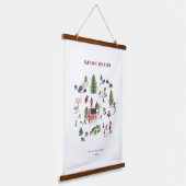 Kerstvakantiehuizen winterlandschap hangend wandkleed (Gebogen)