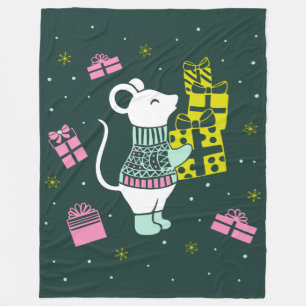 Kerstvakantiemuis met Cadeaus illustratie Fleece Deken