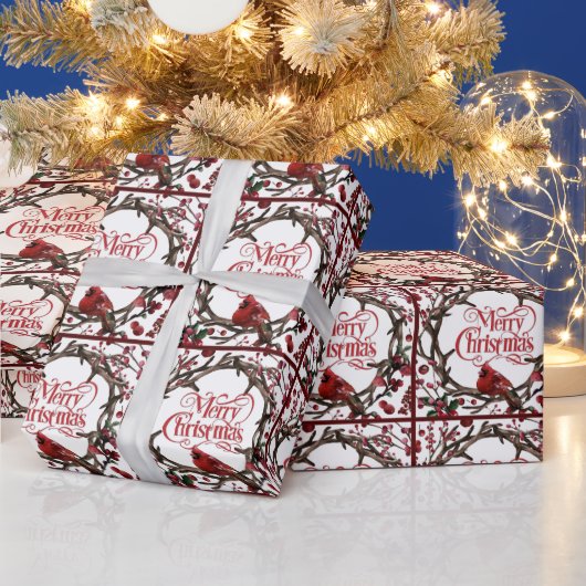 Kerstvakantieslinger Kardinaal Rode Bessen Cadeaupapier (Feestdagen)