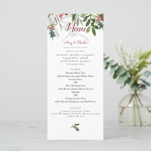 Kerstvakantiewagentje Menu (Staand voorkant)