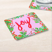 Kerstval - Joy Vierkante Kartonnen Onderzetter (Schuin)
