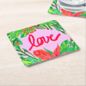 Kerstval - Liefde Vierkante Kartonnen Onderzetter (Schuin)