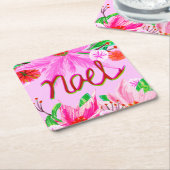 Kerstval - Noel Vierkante Kartonnen Onderzetter (Schuin)