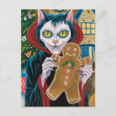Kerstvampier Kat met peperkoek man Briefkaart (Voorkant)