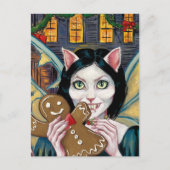 Kerstvampier Kat met peperkoekkoekje Briefkaart (Voorkant)