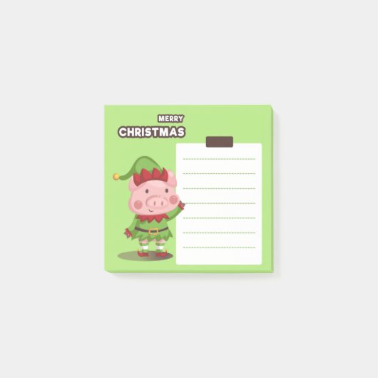 Kerstvarken Elf Post-It Notities Post-it® Notes (Voorkant)