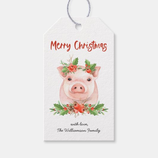 Kerstvarken Vakantie Cadeautags Cadeaulabel (Voorkant)