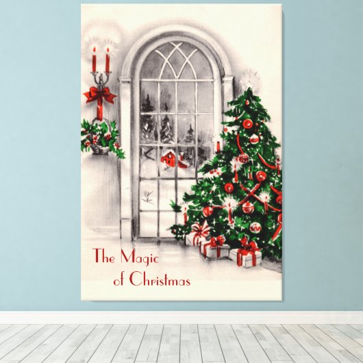 Kerstvenster Grote Canvas Print (Insitu (Houten vloer))