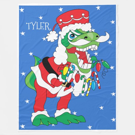 kerstventilator / groot tySantaSaurus Rex Fleece Deken (Voorkant)